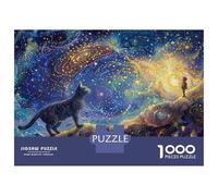 1000 Piece Jigsaws for Teenagers Cosmic Cat Jigsaw Puzzle Puzzle for Adults Hands-on Game Difficult Challenge Educational Challenge 38x26cm/1000pcs