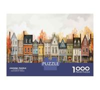 1000 Piece Jigsaws for Teenagers Cozy Autumn Neighborhood Scene Puzzle for Adults Hands-on Game Difficult Challenge Educational Challenge 52x38cm/1000pcs