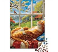 1000 Piece Jigsaws for Teenagers Cozy Cat Window View Puzzles for Adults Hands-on Game Presents for Women Gifts for Friends And Family 70x50cm/1000pcs