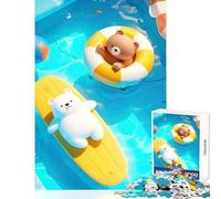 1000 Piece Jigsaws for Teenagers Cute Bears Swimming Pool Educational Toy Gift Birthday Brain Teaser Game Artists' Collection, Fine Arts Size 50x75cm