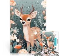 1000 Piece Jigsaws for teenagers Cute Deer Animal Flowers Brain intelligence challenge addictive toys is ideal as gifts for the whole family 26x38cm