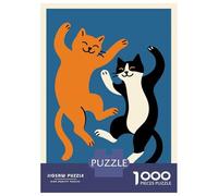 1000 Piece Jigsaws for Teenagers Dancing Cats Illustration Adult Jigsaw Hands-on Game Difficult Challenge Gifts for Friends And Family 38x26cm/1000pcs