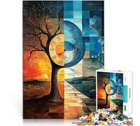 1000 Piece Jigsaws for teenagers Day and Night Stained Glass Surreal Artwork Hands-on-Spiel für Heimdekoration52x38cm