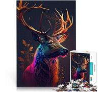 1000 Piece Jigsaws for teenagers Deer neon Lernspiel-Herausforderungsspielzeug mit passendem Poster und Quizblatt52x38cm
