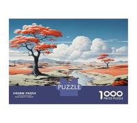 1000 Piece Jigsaws for Teenagers Desert Oasis with Red Trees Puzzle for Adults Hands-on Game Difficult Challenge Educational Challenge 70x50cm/1000pcs