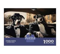 1000 Piece Jigsaws for Teenagers Dogs in Tuxedos Car Interior Puzzle for Adults Hands-on Game Difficult Challenge Educational Challenge 70x50cm/1000pcs