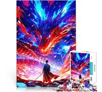 1000 Piece Jigsaws for teenagers Dragon and Swordsman Spiele Spielzeug Geschenk mit passendem Poster und Quizblatt52x38cm