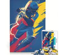 1000 Piece Jigsaws for Teenagers Dynamic Cricket Player Illustration, Relax Games, Challenging To Complete, Christmas Birthday Gifts 38x26cm
