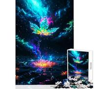 1000 Piece Jigsaws for Teenagers Ethereal Leaf on A Cosmic Jigsaw for Teenagers Hand Speed Race Difficult And Challenge Challenging Game Toys (38x26cm)