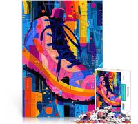 1000 Piece Jigsaws for teenagers Expressionist Geometry Sneaker 鈥7Vibrant Abstract Street Art Mustermontage Wohnkunstdekor75x50cm