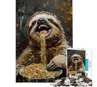 1000 Piece Jigsaws for Teenagers Funny Sloth Spaghetti Eat Jigsaw for Adults Brain Teaser Game Difficult Hard Gifts for Friends And Family (Size 38x26cm)