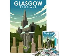 1000 Piece Jigsaws for Teenagers Glasgow Scotland Art Brain Intelligence Challenge Addictive Toys Fun Games Improve Memory Art Work Gifts (Size 38x26cm)