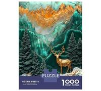 1000 Piece Jigsaws for Teenagers Golden Stag Monarchs Realm Puzzle for Adults Hands-on Game Difficult Challenge Educational Challenge 52x38cm/1000pcs