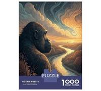 1000 Piece Jigsaws for Teenagers Gorilla Overlooking A River at Sunset Adult Jigsaw Hands-on Game Difficult Challenge Gifts for Friends And Family 70x50cm/1000pcs