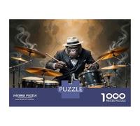 1000 Piece Jigsaws for Teenagers Gorilla Playing Drums Adult Jigsaw Puzzle Hands-on Game But Fun And Humorous Educational Challenge 52x38cm/1000pcs