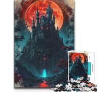 1000 Piece Jigsaws for Teenagers Gothic Castle Under Blood Moon Hand Speed Race Great Gift for And from 14 Years And over (size 50x75cm)