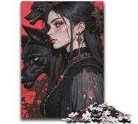 1000 Piece Jigsaws for Teenagers Gothic Woman with Wolves Portrait Difficult Challenge for Educational Game Birthday Gift 38x52cm