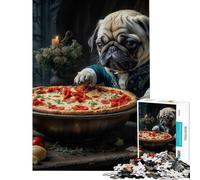 1000 Piece Jigsaws for Teenagers Grumpy Pug And Pizza Help The Brain Exercise For Family Fun Educational Game for Age 14+ Game (38X26cm)