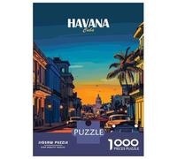 1000 Piece Jigsaws for Teenagers Havana Cuba Cityscape Illustration Adult Jigsaw Hands-on Game Difficult Challenge Gifts for Friends And Family 70x50cm/1000pcs