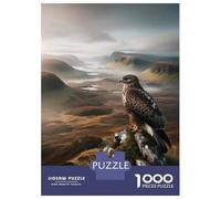 1000 Piece Jigsaws for Teenagers Hawk on Rocky Cliff Puzzle for Adults Hands-on Game Difficult Challenge Educational Challenge 52x38cm/1000pcs