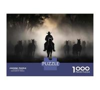 1000 Piece Jigsaws for Teenagers Horse Herding in The Mist Puzzle for Adults Hands-on Game Difficult Challenge Educational Challenge 52x38cm/1000pcs