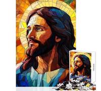 1000 Piece Jigsaws for Teenagers Jesus Christ Stained Glass Relaxing Games Enhance Memory Home Decoration Toys for Birthday, Chrismas (38X52CM)