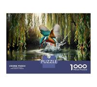 1000 Piece Jigsaws for Teenagers Kingfisher Dive Into Pond Puzzle for Adults Hands-on Game Difficult Challenge Educational Challenge 38x26cm/1000pcs