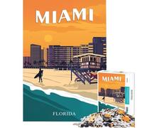 1000 Piece Jigsaws for Teenagers MIAMI Florida USA Travel Brain Intelligence Challenge Addictive Toys Educational Games Difficult Hard Great Gifts (Size 38x52cm)