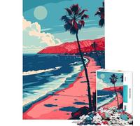 1000 Piece Jigsaws for Teenagers Minimalist LA Beach Art Brain Intelligence Challenge Addictive Toys Fun Games Improve Memory Art Work Gifts (Size 38x52cm)