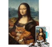 1000 Piece Jigsaws for Teenagers Mona Lisa Meme Cat Help The Brain Exercise For Family Fun Educational Game for Age 14+ Game (50X75cm)