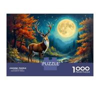 1000 Piece Jigsaws for Teenagers Moonlit Forest Deer Adult Jigsaw Puzzle Hands-on Game But Fun And Humorous Educational Challenge 52x38cm/1000pcs