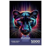 1000 Piece Jigsaws for Teenagers Neon Panther Wall Art Print Puzzles for Adults Hands-on Game Presents for Women Gifts for Friends And Family 52x38cm/1000pcs
