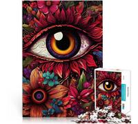 1000 Piece Jigsaws for teenagers Psychedelic Eye Flowers Stressabbau-Spielzeug mit passendem Poster und Quizblatt52x38cm
