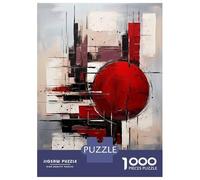 1000 Piece Jigsaws for Teenagers Puzzle Abstract Red Sphere - Black, White & Crimson Geometry Puzzle for Adults Brain Teaser Game Birthday Present Parent-child Interaction 70x50cm/1000pcs