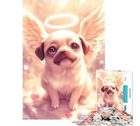1000 Piece Jigsaws for Teenagers Puzzle Adorable Angel Pug Adult Jigsaw Hands-on Game Pattern Assembly for Is Ideal As A Gift (38x52cm)