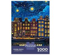 `1000 Piece Jigsaws for Teenagers Puzzle Amsterdam Netherlands Night Cityscape Art Jigsaws for Adults Family Game But Fun And Humorous for Is Ideal As A Gift 70x50cm/1000pcs