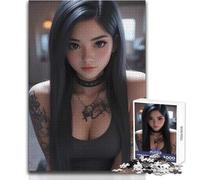 1000 Piece Jigsaws for Teenagers Puzzle Anime Girl with Tattoos Educational Games Precision Cutting Anti-Stress Toys Size 38x26cm