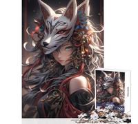 1000 Piece Jigsaws for Teenagers Puzzle Artistic Samurai Heroine in Decorative Pattern Anti-Stress Toys Secret Santa Gifts Relax Games Improving Love between Couples Size 38x26cm