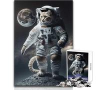1000 Piece Jigsaws for Teenagers Puzzle Astronaut Cat in Space Educational Games Precision Cutting Anti-Stress Toys Size 38x26cm