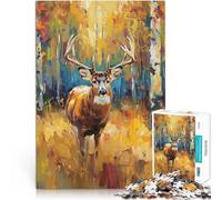 1000 Piece Jigsaws for teenagers Puzzle Autumn Deer Painting Pattern assembly Every Piece is Unique - Challenging Family Fun Game 26x38cm