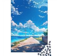 1000 Piece Jigsaws for Teenagers Puzzle Beachside Road with Cloudy Sky Jigsaw Puzzle Family Games Hand Speed Race Birthday And Unique Gifts 52x38cm/1000pcs