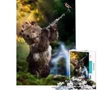 1000 Piece Jigsaws for Teenagers Puzzle Bear Playing Clarinet with Bird Relax Games for Educational Game Challenge Toy Birthday Gifts Analysis And Logic (Size 75x50cm)