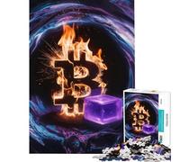 1000 Piece Jigsaws for Teenagers Puzzle Bitcoin On Fire for Birthday, Chrismas A Work of Art Relaxing Games for And from 14 Years And over (38x26cm)