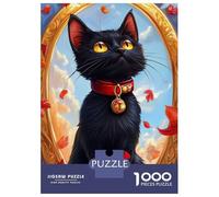 1000 Piece Jigsaws for Teenagers Puzzle Black Cat in A Golden Frame Jigsaw for Adults Relaxing Games Precision Cutting Difficult And Challenge 52x38cm/1000pcs