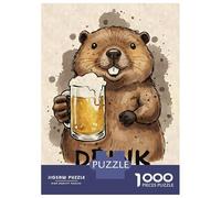 1000 Piece Jigsaws for Teenagers Puzzle Bober Beaver with Beer - Drink This! Puzzle for Adults Brain Teaser Game Birthday Present Parent-child Interaction 38x26cm/1000pcs