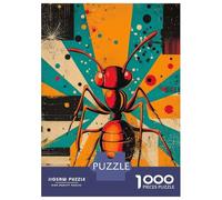 1000 Piece Jigsaws for Teenagers Puzzle Bold Geometric Ant Print Unique Insect Art for Modern Homes Ant Illustration Adult Jigsaw Puzzle Anti-Stress Toys Wall Decoration Difficult And Challenge 70x5