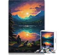1000 Piece Jigsaws for Teenagers Puzzle Camp Dog Sunset Pixel Art Educational Family Game Difficult Challenge Funny Gift Size 50x75cm