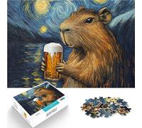 1000 Piece Jigsaws for teenagers Puzzle Capybara Starry Night Hand speed competition Wall Decoration Unique Birthday and Xmas Gifts 26x38cm