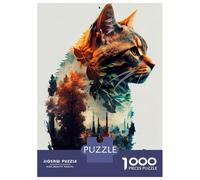 1000 Piece Jigsaws for Teenagers Puzzle Cat Double Exposure Jigsaw for Adults Relaxing Games Precision Cutting Difficult And Challenge 70x50cm/1000pcs