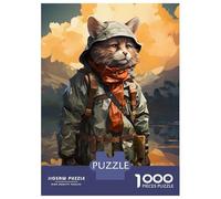 1000 Piece Jigsaws for Teenagers Puzzle Cat Fishing on A Lake Puzzle for Adults Brain Teaser Game Birthday Present Parent-child Interaction 52x38cm/1000pcs